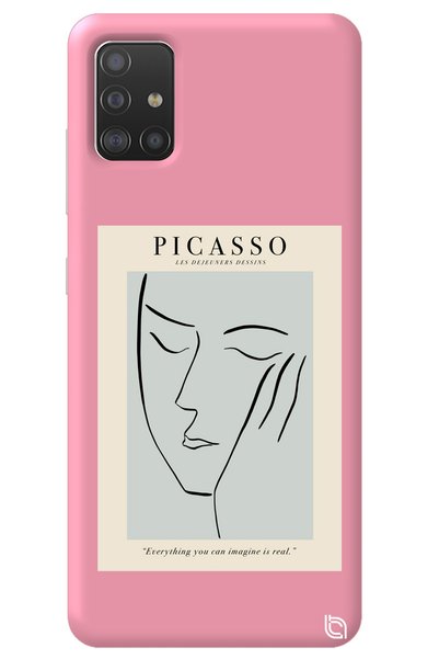 WANNA PROTECT Samsung A51 Pink Color Premium Velvet Inside Picasso Patterned ...