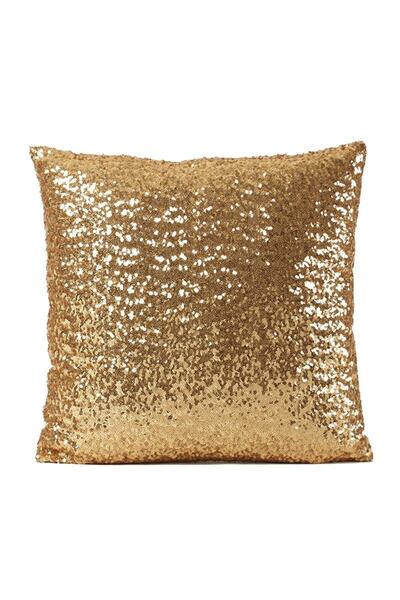 Paris Life Gold Yellow Sequined Decorative Pillow Case