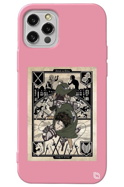 WANNA PROTECT iPhone 13 Pro Pink Premium Velvet Inside Attack on Titan Patter...