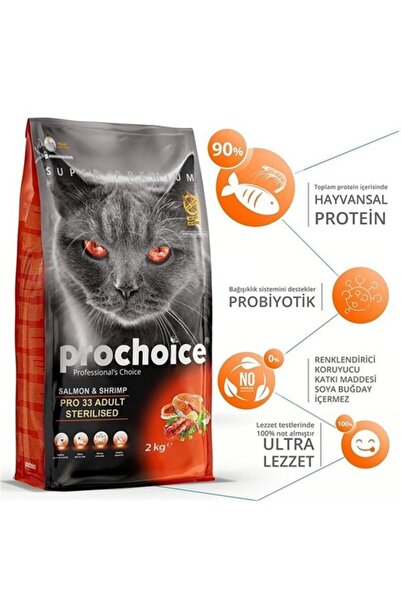ProChoice 3 Somonlu ve Karidesli Düşük Tahıllı Kısırlaştırılmış Kedi Maması 15 kg