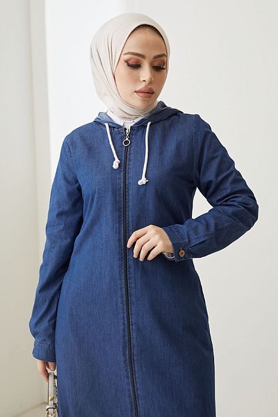 InStyle Jachetă de blugi cu fermoar Lina albastru închis
