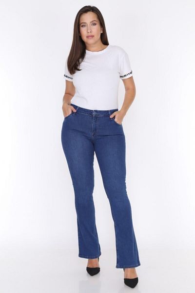 Digital Jeans Plus Size High Waist Flared Leg Trousers