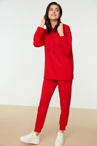 Trendyol Modest Sweatsuit Set - Red - Relaxed