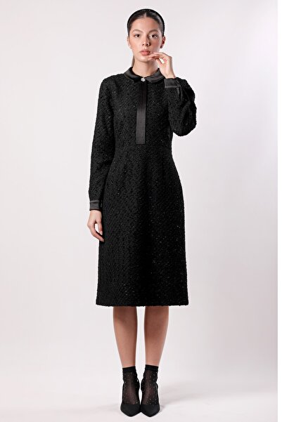 mezzofficial Yakası Saten Elbise