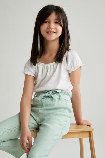 DeFacto Tricou cu mânecă scurtă cu guler Carmen pentru fetiță U3713A621SM