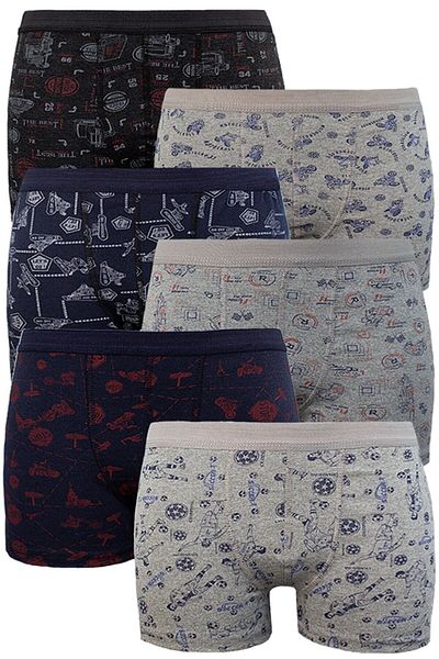 MENBOX 6 Pieces Patterned Lycra Boys' Boxers