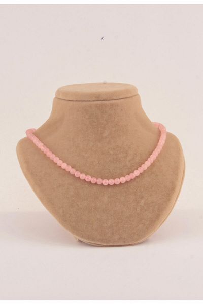 OSMANLI DEĞERLİ TAŞ Certified Pink Quartz 6mm Necklace (WITHOUT KNOT)