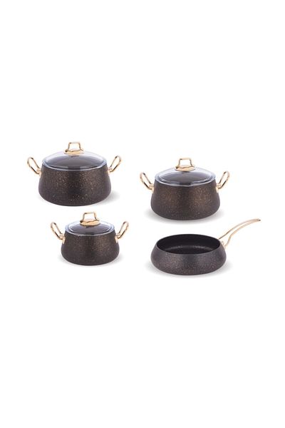 FMS Black Gold Bakrac 7 Piece Granite Cookware Set