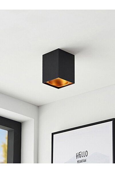 ALFALED Sıva Üstü Dekoratif Spot Aydınlatma Siyah/altın Kare