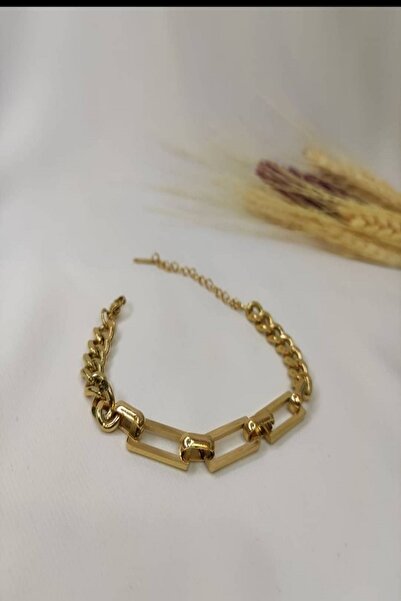 DEMOKAN Kadın Çelik Zincir Detay Bileklik