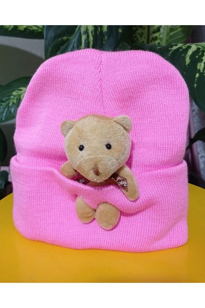 rüya butik Pink Beret - Με βελούδινο αρκουδάκι για ενήλικες