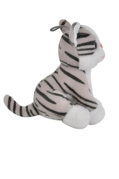 Oyuncakfabrikasi Plush Cat with Glass Eyes Gray - black - White Color