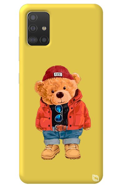 WANNA PROTECT Samsung A71 Yellow Color Premium Velvet Inside Teddy Bear Patte...