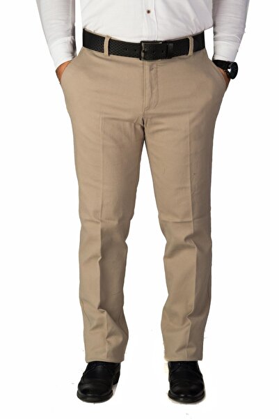 wontilotte Erkek Kışlık Taşrenk Gabardin Likralı Regular Fit Keten Pantolon