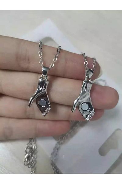 Köstebek Double Magnetic Hand Necklace Magnetic Hand Necklace Dear Necklace