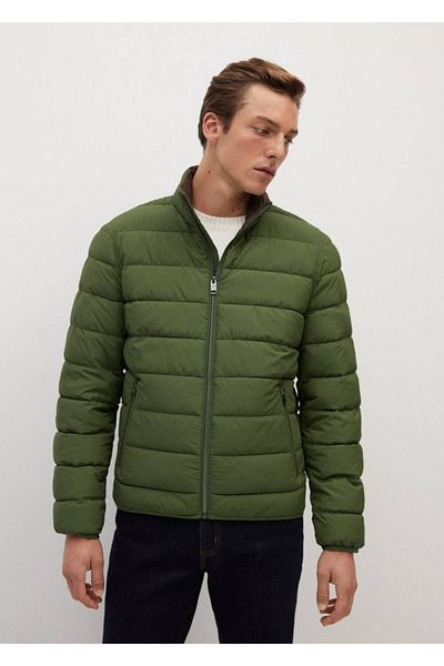 MANGO Man Ανδρικό Χακί Παλτό Anorak από πολύ λεπτό ύφασμα