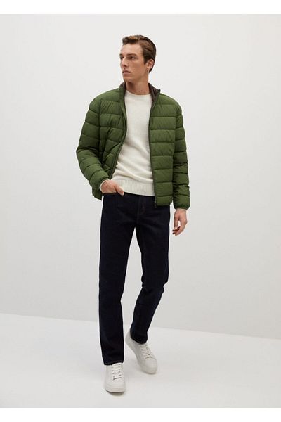 MANGO Man Ανδρικό Χακί Παλτό Anorak από πολύ λεπτό ύφασμα