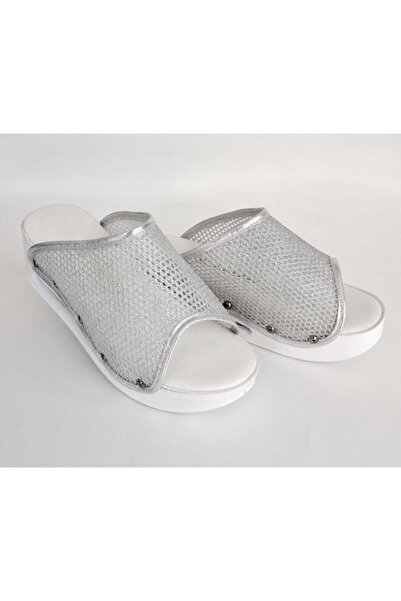 Nur Ortopedi Women's Silver Glitter Color Open Model Airmax Slippers