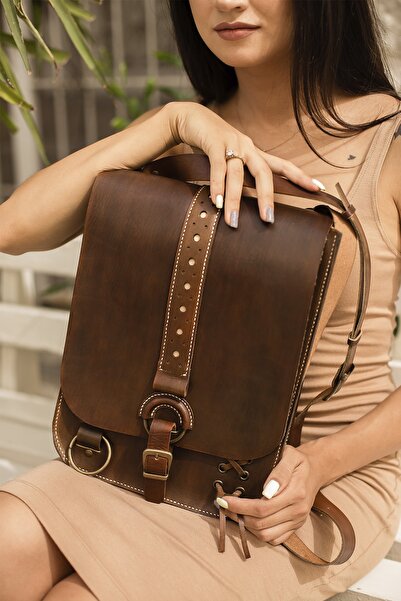 volk Hakiki Deri El Işi Omuz Çantası Rana Modeli En 24 Boy 34 Körük 8