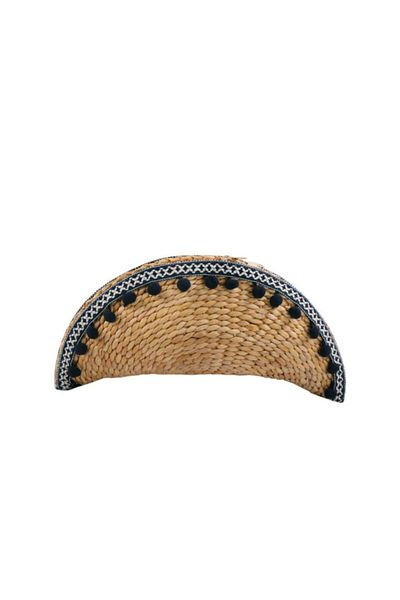Sever Straw Pompom Handbag 32cm