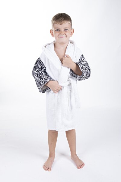 Minteks Çocuk Ve Bebek Bornoz Beyaz Zebra Desen - Home