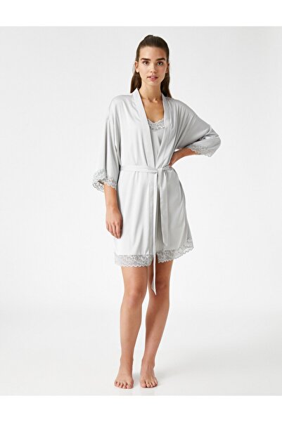 Koton Δαντελένιο σατέν φόρεμα με μισό μανίκι