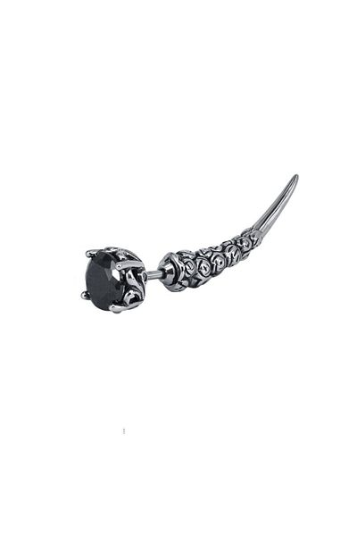 northstarshop Single Vintage Long Spike Gothic Stud S+ Quality Zircon Stone Biker 316l Men's Steel Earring (single)