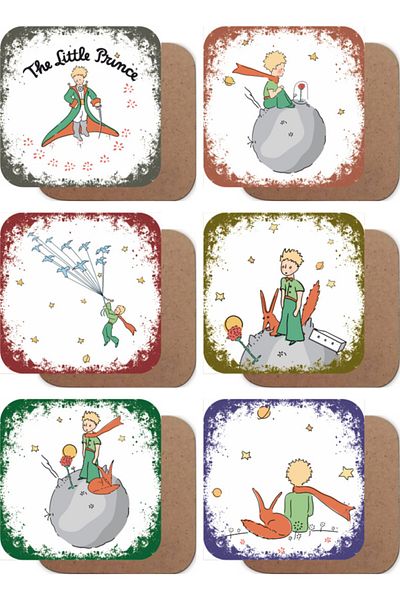 Hayat Poster Little Prince Themed Set of 6 Retro Wooden Coasters-2