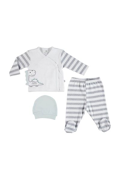 Bibaby 3-Piece Dino Booties Baby Bodysuit Set - 73172