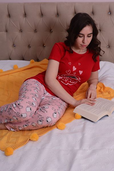 AVORWE Women's Short Sleeve Top and Long Bottom Pajamas Set