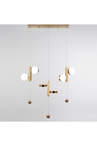 Vitale Altın Metal Dikdörtgen Ledli Avize