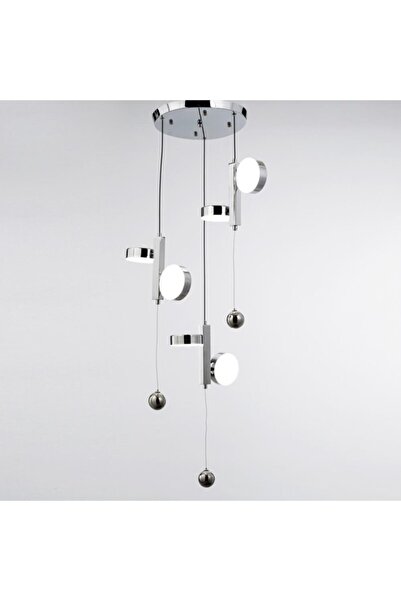 Vitale Gümüş Metal Yuvarlak Ledli Avize