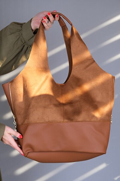 Luvi 1096 Taba Süet Kadın Gunluk Canta