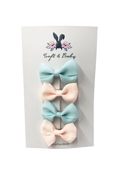 Soft and Baby 4-dijelna plavo-ekru mašna kopča