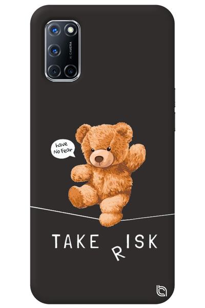 WANNA PROTECT Oppo A72 Black Color Premium Velvet Teddy Bear Patterned Silico...