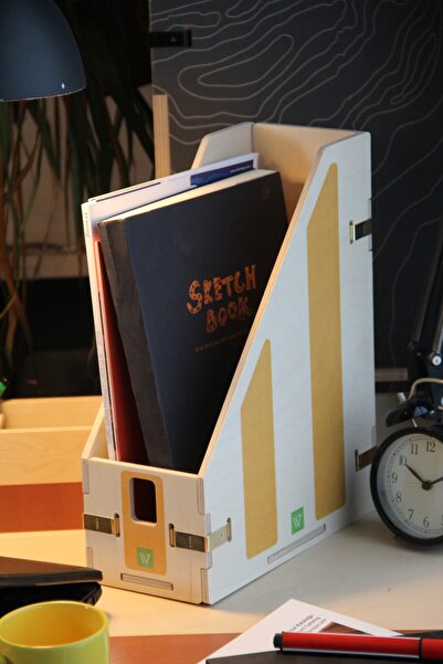 Wodiza Ahşap Dosyalık Dergi Dosyası 12cm X 33cm X 26cm Sarı 301