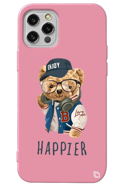 WANNA PROTECT iPhone 13 Pro Max Pink Color Premium Velvet Teddy Bear Patterne...