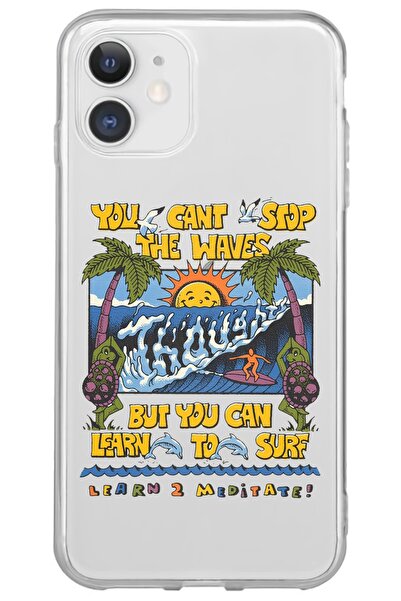 WANNA PROTECT Iphone 12 Dalgalar Desenli Desenli Şeffaf Silikon Telefon Kılıfı