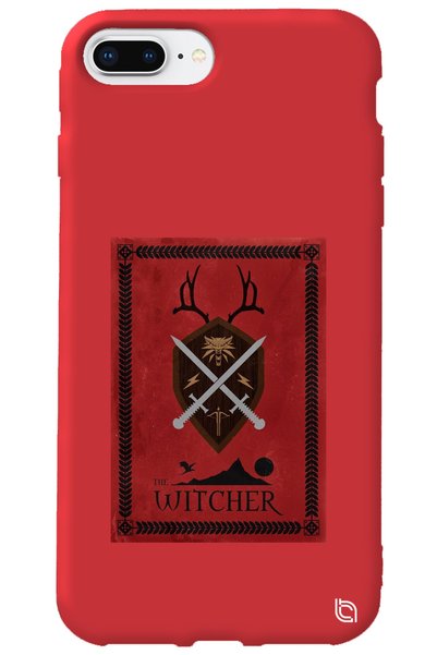 WANNA PROTECT iPhone 8 Plus Red Color Premium Velvet Inside the Witcher Patte...