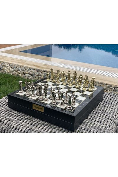 POLO BLUE Antique Roman Luxury Gladiator Chess Set