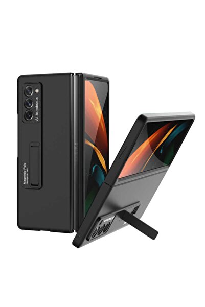 Fogy Husă compatibilă cu Galaxy Z Fold 2, ultra subțire, protejată pentru cameră + husă cu protecție completă cu suport