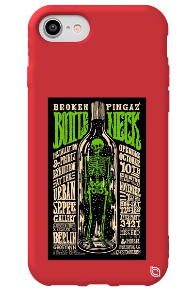 WANNA PROTECT iPhone 8 Red Color Premium Velvet Inside Bottle Patterned Silic...