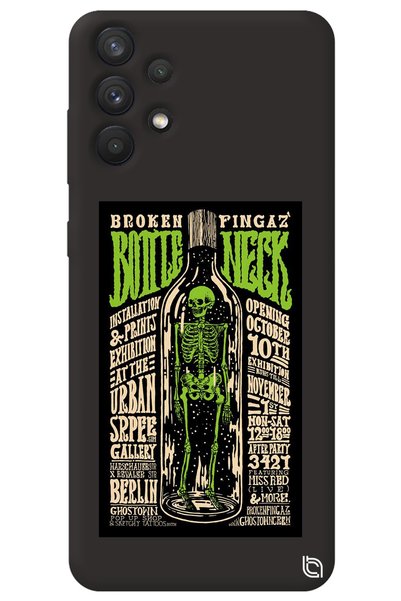 WANNA PROTECT Samsung A32 Black Color Premium Velvet Inside Bottle Patterned ...