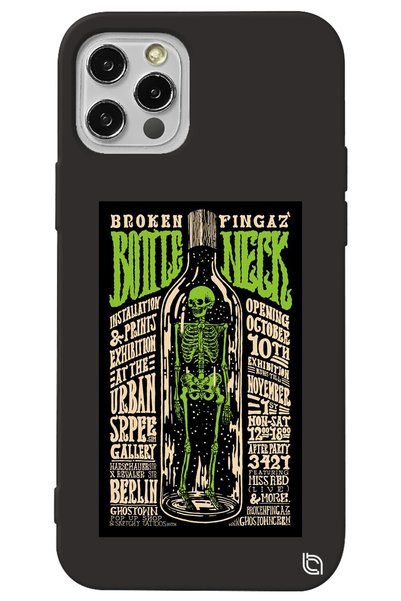 WANNA PROTECT iPhone 13 Pro Black Color Premium Velvet Bottle Patterned Silic...