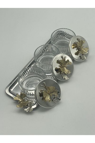 Aslı Hediyelik Elysia Silver 3-piece Glass Bowl - Snack Bowl, Presentation Bowl, Spice Bowl and Ice Cream Tray