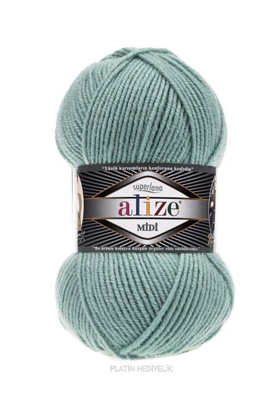 Alize ( 5 قطع ) سوبرلانا ميدي 463 خيوط الحياكة اليدوية باللون الأخضر المائي سترة كارديجان وخيط وشاح سترة