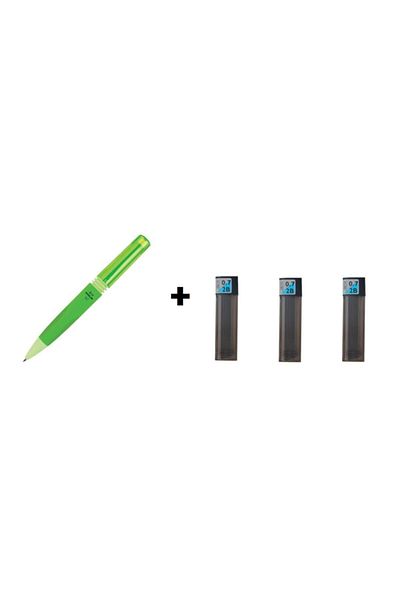 Serve Bold Mechanical Pencil 07mm Neon Green + 3 Pieces Tombow 0.7 Nib