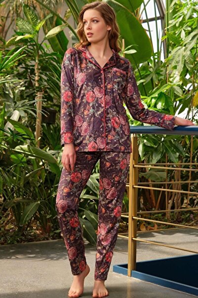 Anıl Жіночий комплект з сорочкою з довгими рукавами та брюками 9731