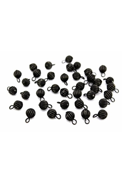 yfhobi 4 Adet - 8 Mm Kulplu Çizgili Misket, Metal Boncuk, Siyah Kaplama