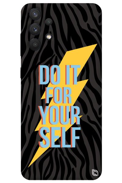 WANNA PROTECT Samsung A32 Black Color Premium Velvet Inside Yourself Patterne...